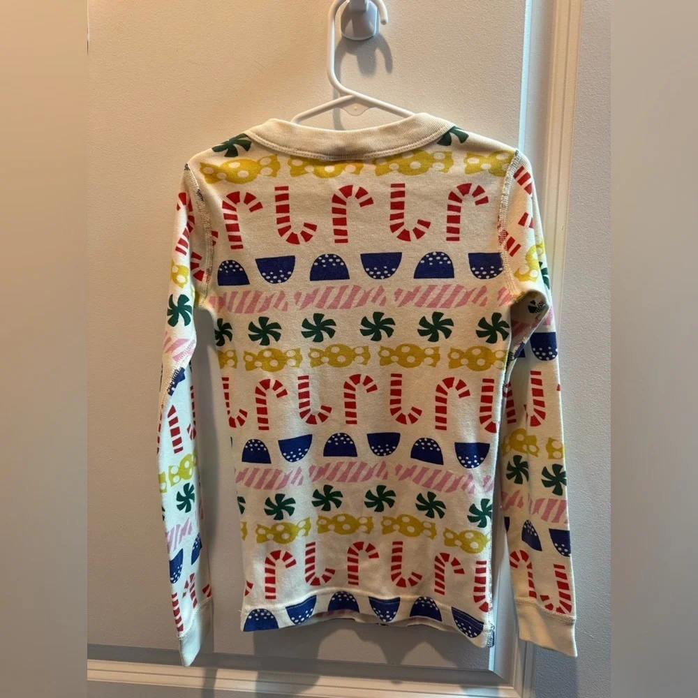 Hanna Andersson White Cotton Long Sleeve Stocking Sweets Colorful Pajama Top 6